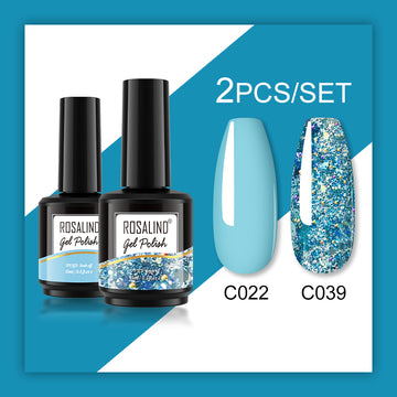ROSALIND Gel Nail Polish 2Pcs/Set For Manicure Nails Art UV Gel Need Base Top Coat Vernis Semi permanent Nail Polish 15ML